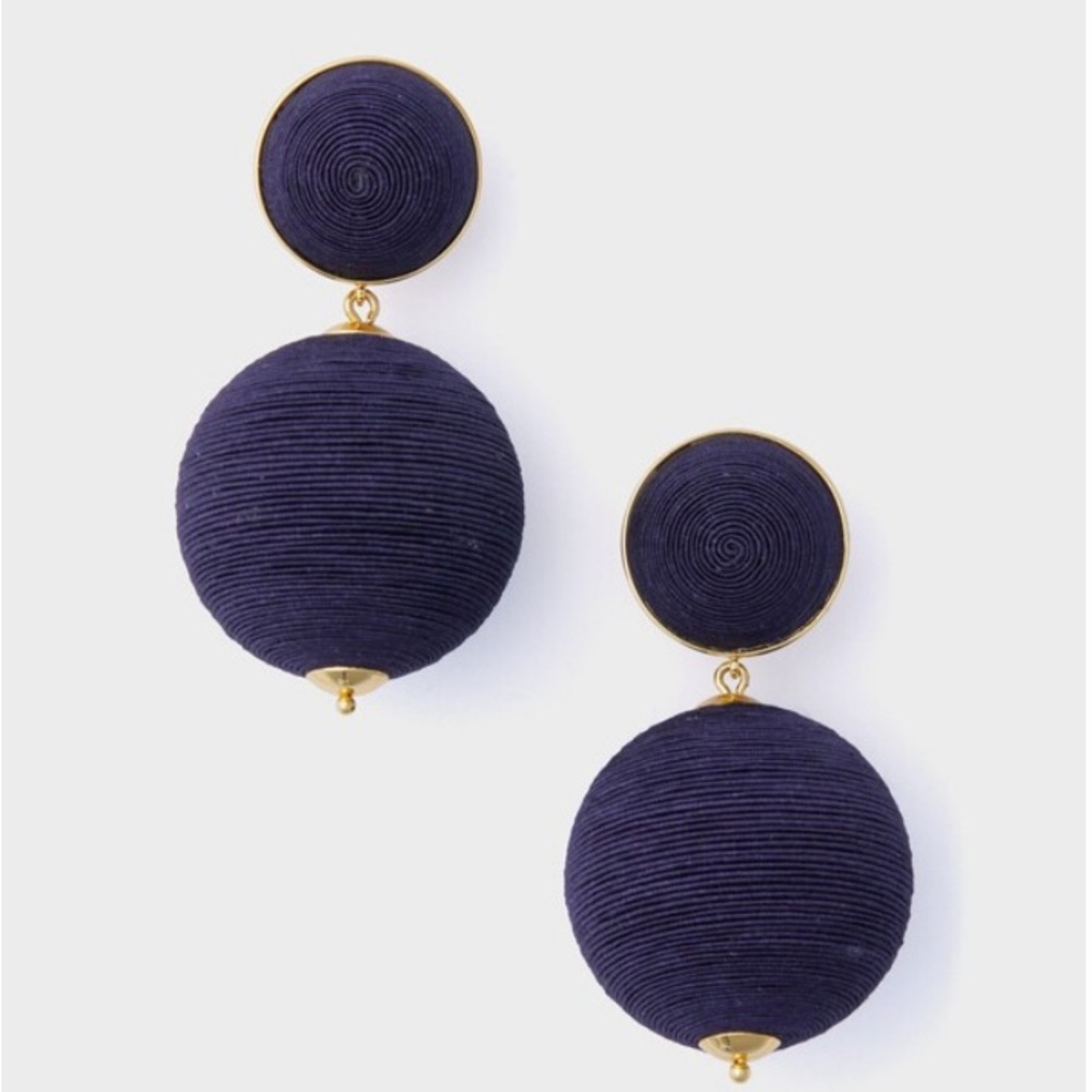 Tuckernuck Navy Blue Woven Lantern Earrings, NEW